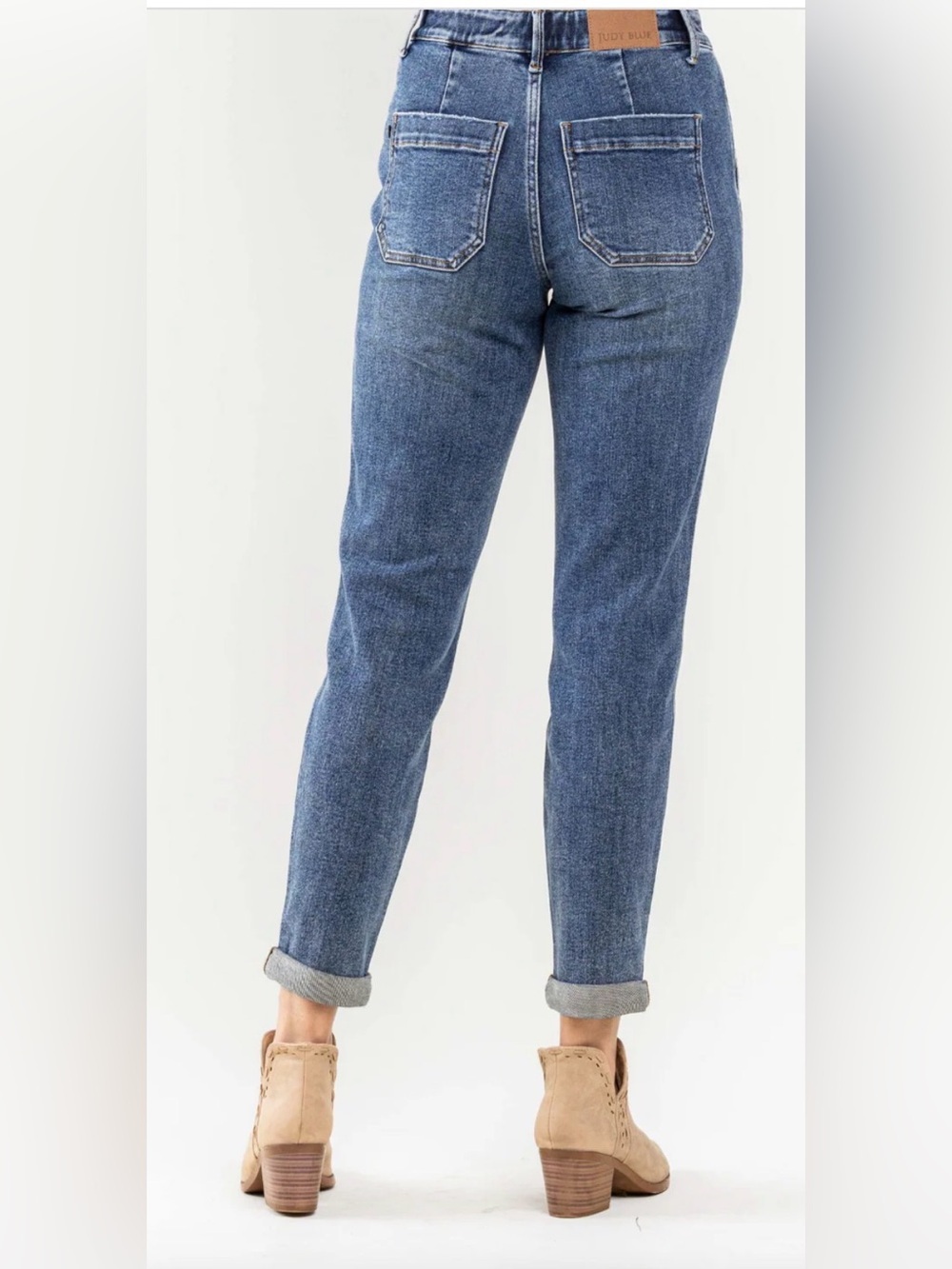 Judy Blue Highwaisted Medium Wash Cuffed Denim Joggers size 25 - Picture 3 of 12
